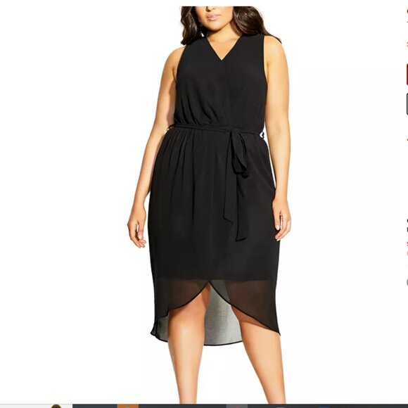 CITY CHIC Trendy Plus Size Sleeveless Faux-Wrap Dress Size 16 - Picture 1 of 8